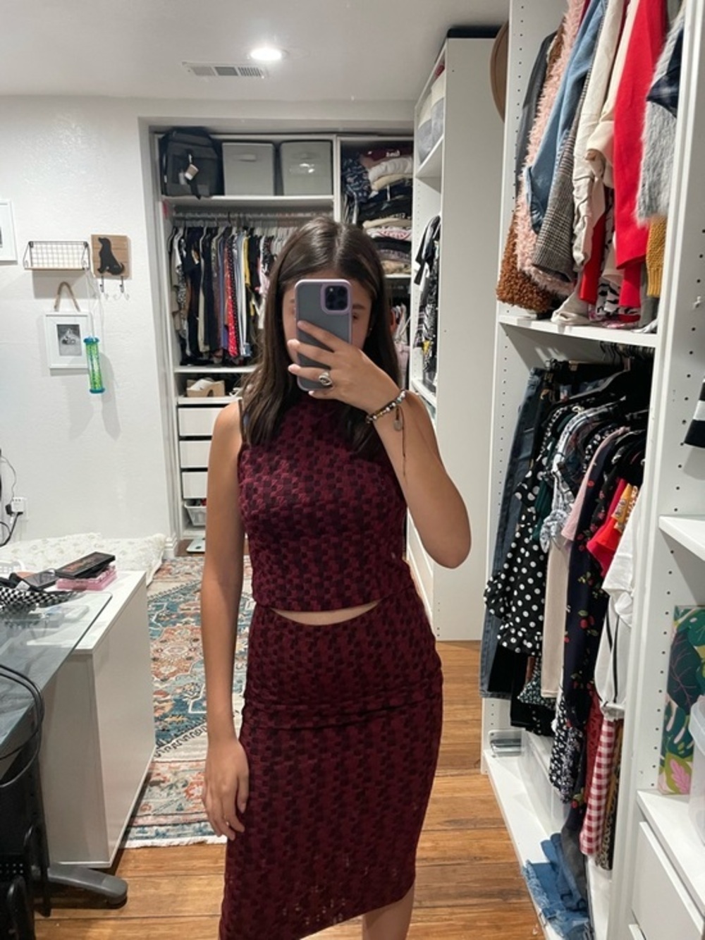 ♥️ Red and Black Houndstooth Two-Piece Set